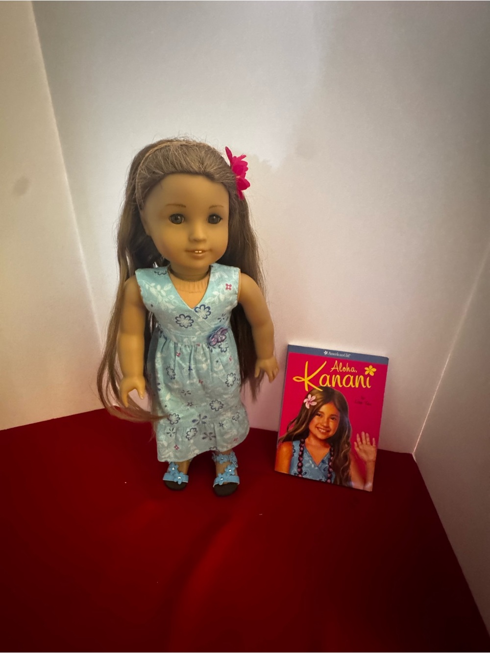 American Girl Doll Kanani With Meet Dress and Book Brown Hair Medium Complexion